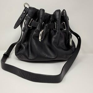 Cole Haan Vintage 2000s Black Leather Small Bucket Bag Handbag Purse Crossbody